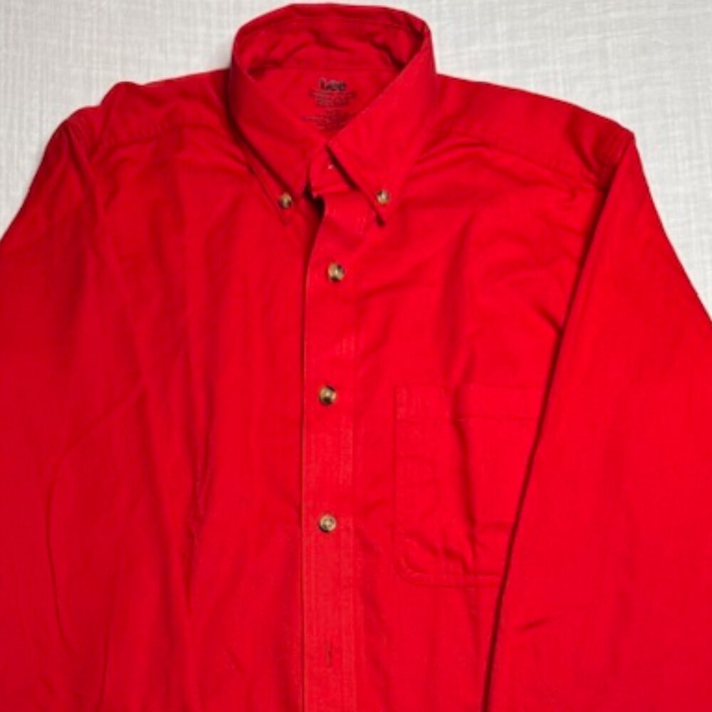 Lee Brand Mens Red Long Sleeve Buttin Up W/Pocket Size S NEW